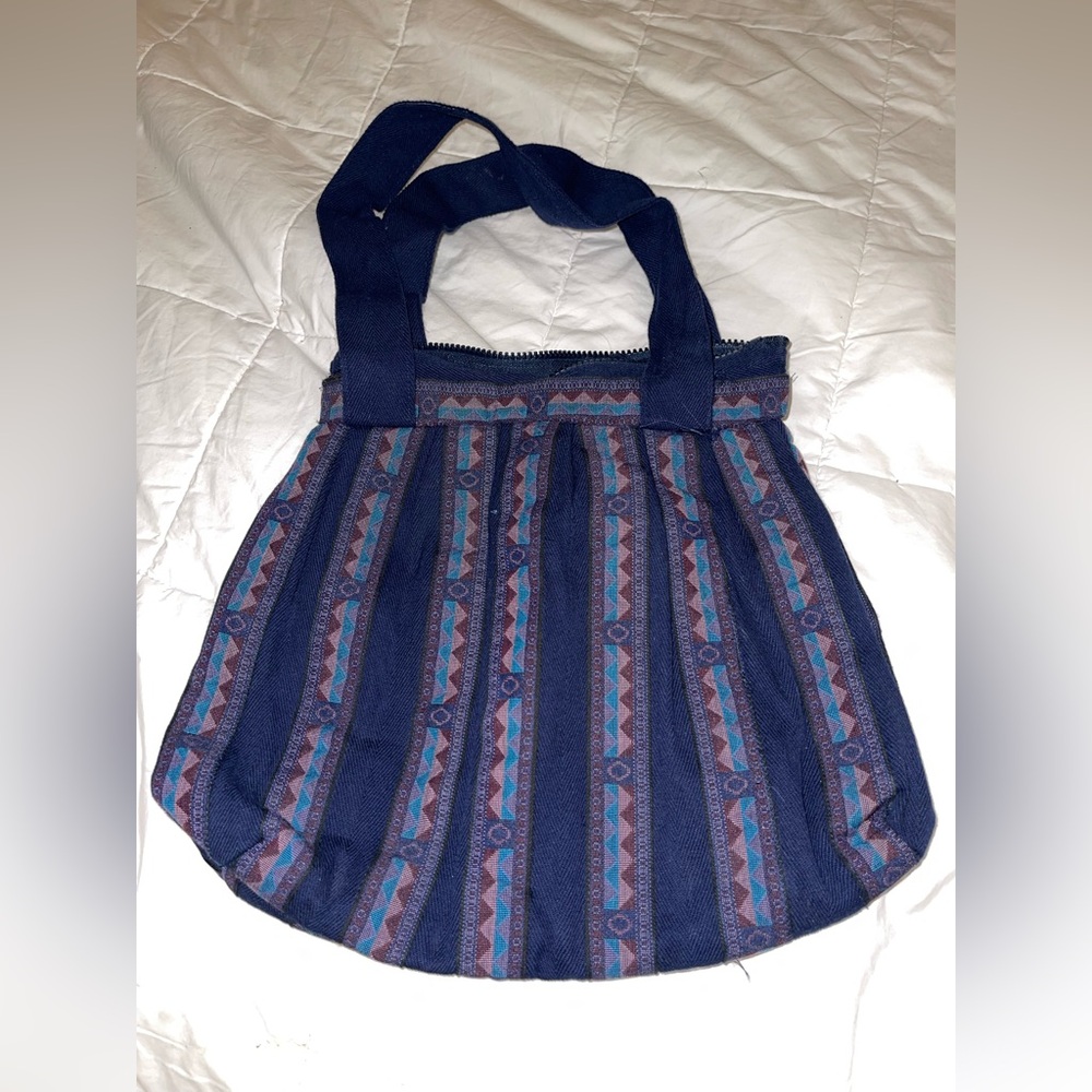 Handmade Bohemian Style Stylish Blue Patterned Quilt Tote Bag